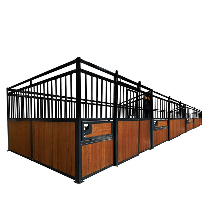 TMG Industrial 12’ x 12’ Bamboo Horse Stall, Vertical Bar Top, Window/Feeder Opening, Front Sliding Door w/Double-Gravity Latch, TMG-FHS13