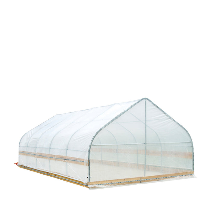 TMG Industrial 12’ x 20’ Tunnel Greenhouse Grow Tent w/6 Mil Clear EVA Plastic Film, Cold Frame, Hand Crank Roll-Up Sides, Peak Ceiling Roof, TMG-GH1220