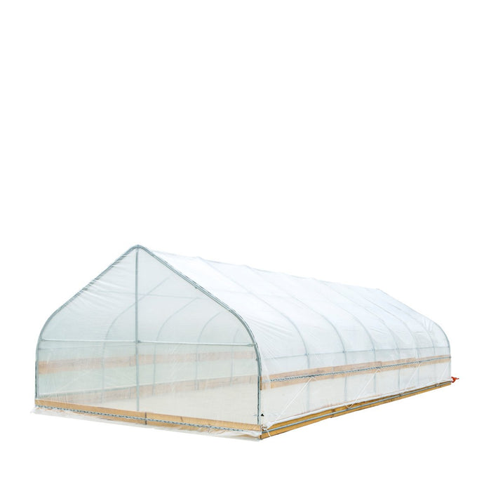 TMG Industrial 12’ x 30’ Tunnel Greenhouse Grow Tent w/6 Mil Clear EVA Plastic Film, Cold Frame, Hand Crank Roll-Up Sides, Peak Ceiling Roof, TMG-GH1230
