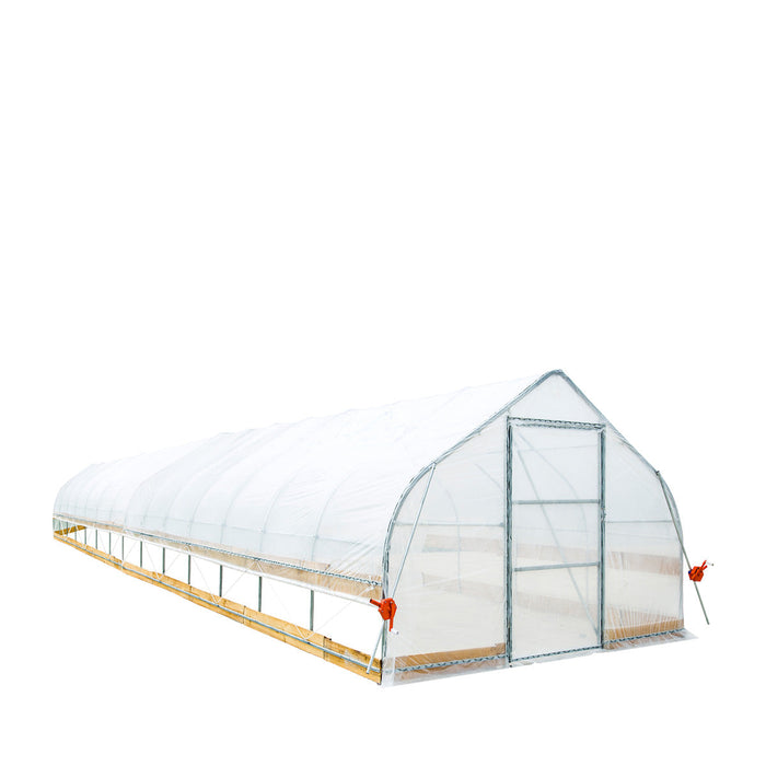 TMG Industrial 12’ x 60’ Tunnel Greenhouse Grow Tent w/6 Mil Clear EVA Plastic Film, Cold Frame, Hand Crank Roll-Up Sides, Peak Ceiling Roof, TMG-GH1260