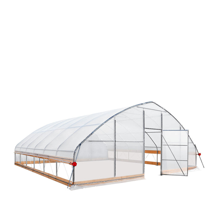TMG Industrial 25’ x 25’ Tunnel Greenhouse Grow Tent w/6 Mil Clear EVA Plastic Film, Cold Frame, Hand Crank Roll-Up Sides, Peak Ceiling Roof, TMG-GH2525