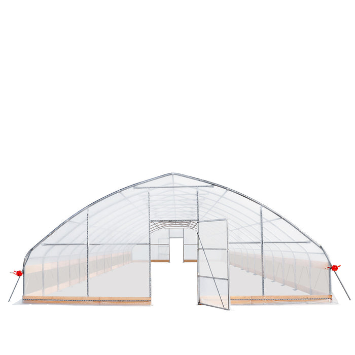 TMG Industrial 25’ x 50’ Tunnel Greenhouse Grow Tent w/6 Mil Clear EVA Plastic Film, Cold Frame, Hand Crank Roll-Up Sides, Peak Ceiling Roof, TMG-GH2550