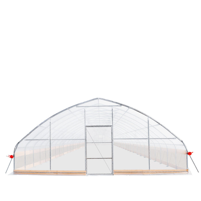 TMG Industrial 25’ x 80’ Tunnel Greenhouse Grow Tent w/6 Mil Clear EVA Plastic Film, Cold Frame, Hand Crank Roll-Up Sides, Peak Ceiling Roof, TMG-GH2580