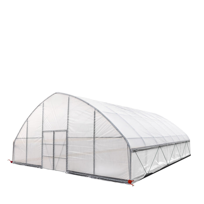 TMG Industrial 30’ x 30’ Tunnel Greenhouse Grow Tent w/6 Mil Clear EVA Plastic Film, Cold Frame, Hand Crank Roll-Up Sides, Peak Ceiling Roof, TMG-GH3030