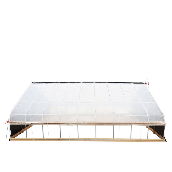30’ x 40’ Pro Series Light Deprivation Two Layer Cover Greenhouse Grow Tent, 6-mil Blackout Tarp and Clear Film, Cold Frame, Hand Crank
