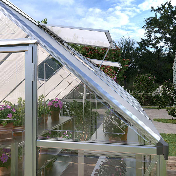 TMG Industrial 6’ x 12’ Crystal Clear Greenhouse, Aluminum Frame, Integrated Gutter System, Roof Vents, TMG-GH612