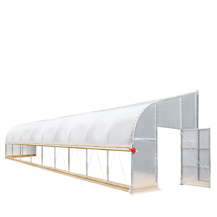 TMG Industrial 10’ x 40’ Lean-To Greenhouse Grow Tent w/6 Mil Clear EVA Plastic Film, Cold Frame, Hand Crank Roll-Up Side, 6-½’ Sidewall, TMG-GHL1040