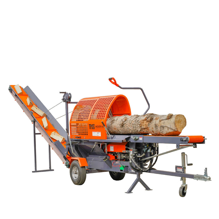 TMG Industrial Firewood Log Splitter Processor Conveyor, 24" x 15" Log Capacity, 14 HP Kohler Engine, 18” STIHL Chainsaw, TMG-GLS20