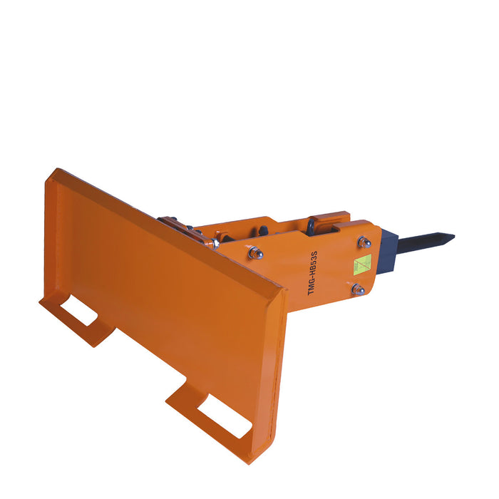 TMG Industrial 30-70 HP Skid Steer Hydraulic Hammer Breaker, 2” Moil Point Chisel, 350 J Impact Energy, Universal Mount, TMG-HB53S