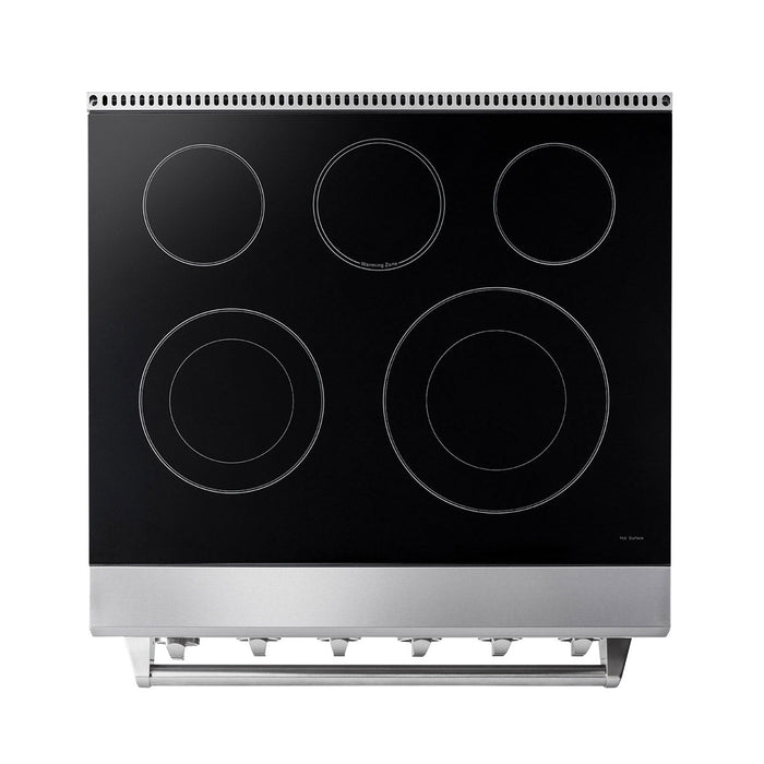 TMG Living Kitchen 30” Freestanding Electric Stainless Steel Convection Range, Black Polished Plate Glass Ceramic Cooktop, TMG-HRE30