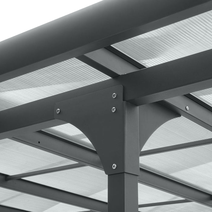 TMG Industrial 10' x 16' Aluminum Clear Carport, 6 mm twin-wall PC sheets, 6 horizontal cross beams, TMG-LCP16