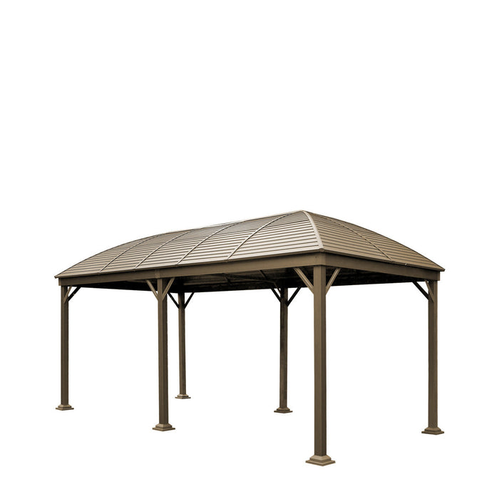 TMG Industrial 10’ x 20’ Hardtop Curved Steel Roof Patio Gazebo, Mosquito Nets & Curtains Included, TMG-LGZ20