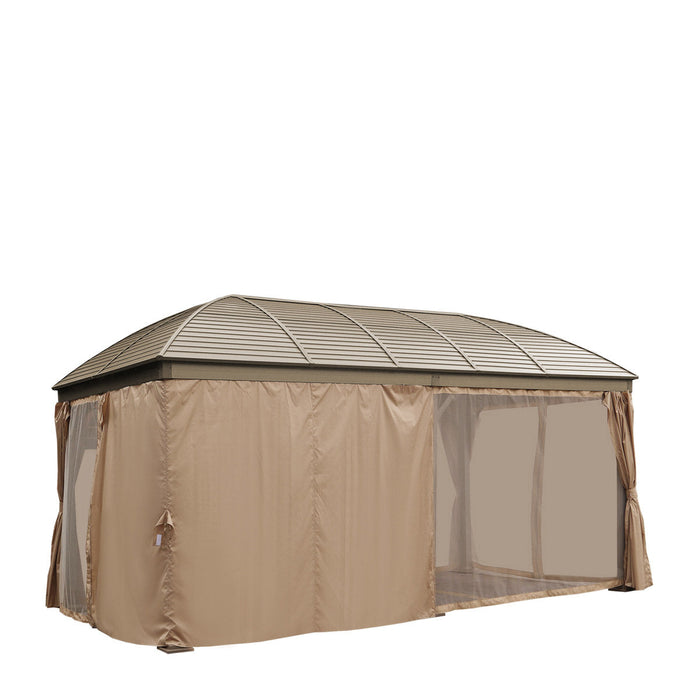 TMG Industrial 10’ x 20’ Hardtop Curved Steel Roof Patio Gazebo, Mosquito Nets & Curtains Included, TMG-LGZ20