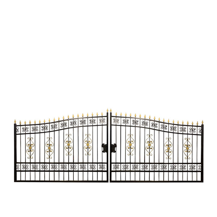 TMG Industrial 20-ft Bi-Parting Deluxe Wrought Iron Ornamental Gate, 100% Solid Forged Steel, Powder Coated, TMG-MG20