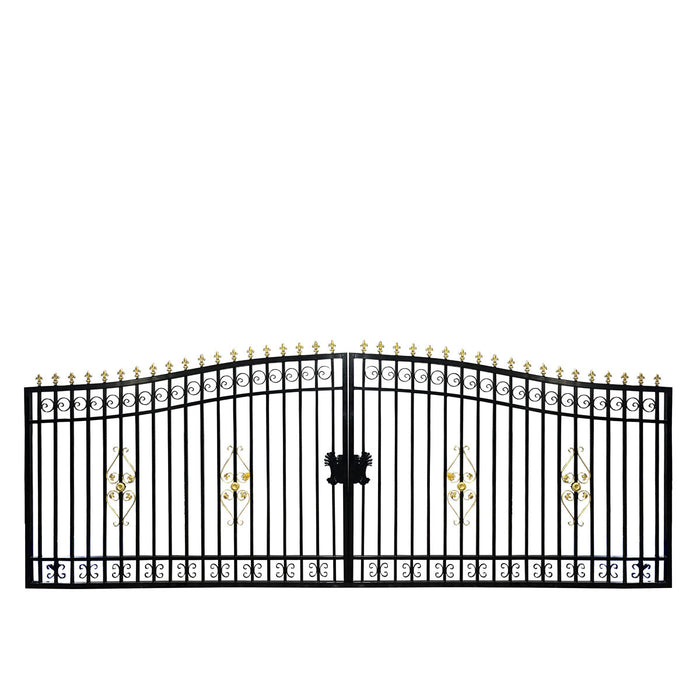 TMG Industrial 265-ft Bi-Parting Ornamental Wrought Iron Gate & Fence Panels Combo Pack, All Steel, Powder Coated, TMG-MG265P