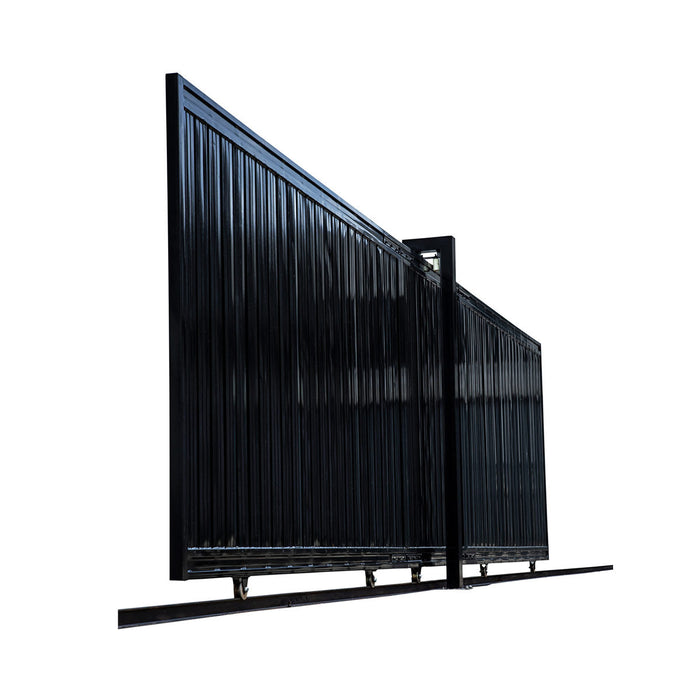TMG Industrial 20-ft Driveway Privacy Sliding Wrought Iron Gate, Fully Welded Structure & Panels, In-Ground Rail Track, TMG-MGS20