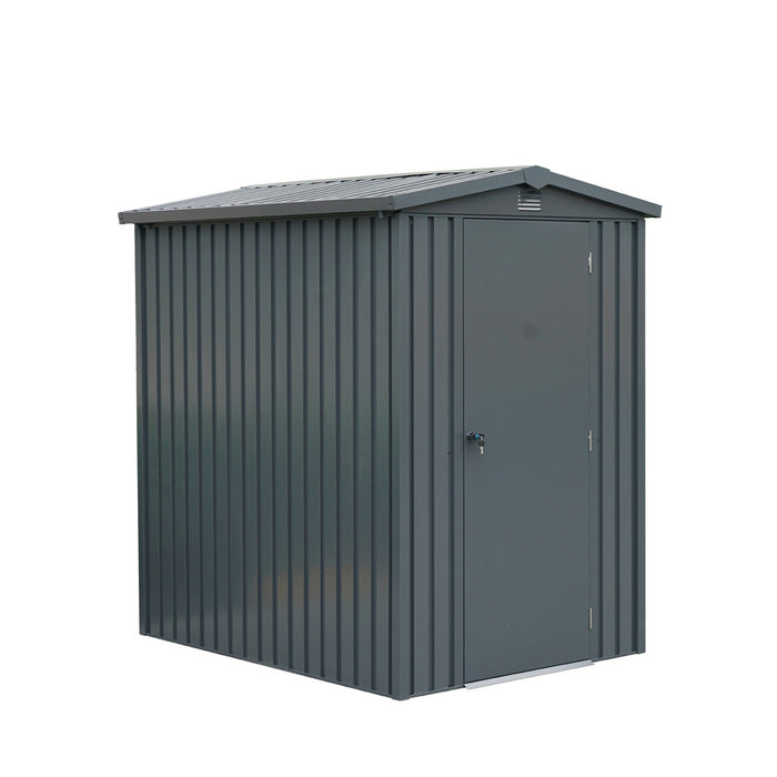 TMG Industrial 5 x 6 FT Apex Roof Metal Shed Pro Series, Galvanized corrugated metal, Apex roof design, Two air vents,  TMG-MS0506