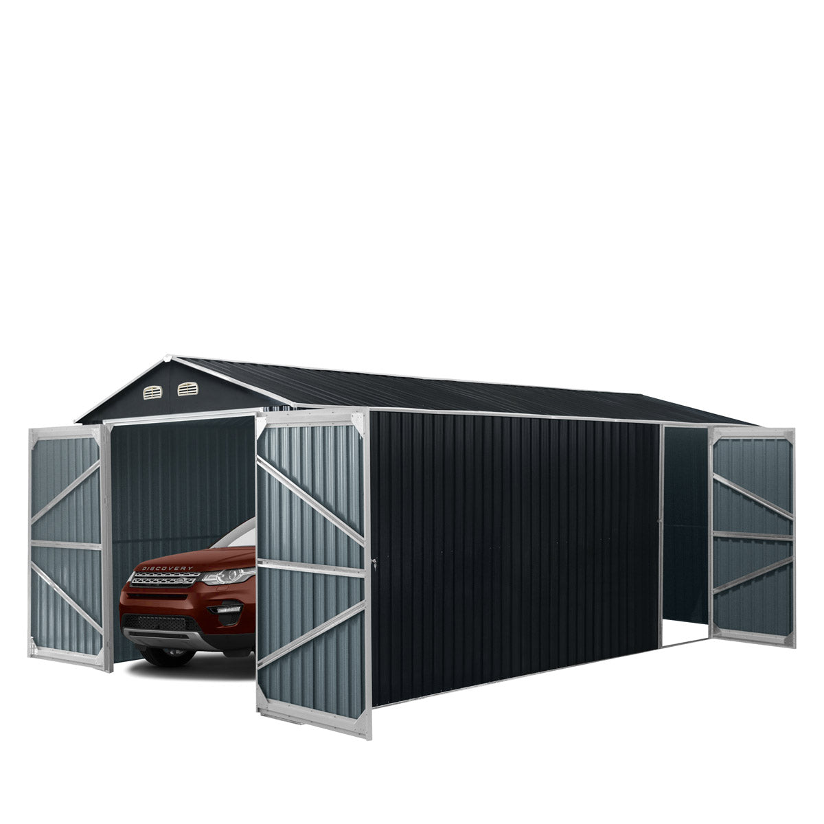 Tmg Industrial 10' X 20' Metal Garage Shed With Double Front Doors, 7' —  Tmg Industrial Usa