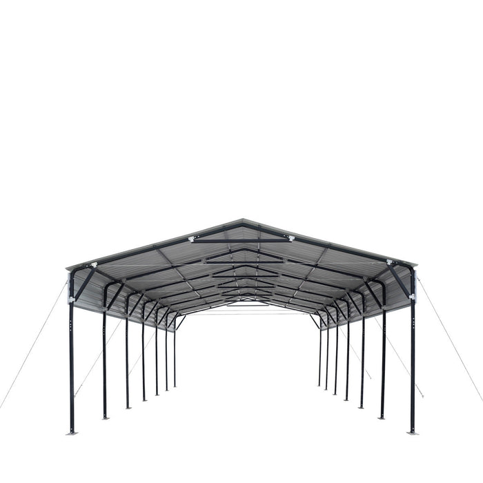 TMG Industrial 20’ x 30’ Metal Shed Carport, 10’ Open Sidewalls, 600 Sq-Ft, 27 GA Corrugated Panels, TMG-MSC2030
