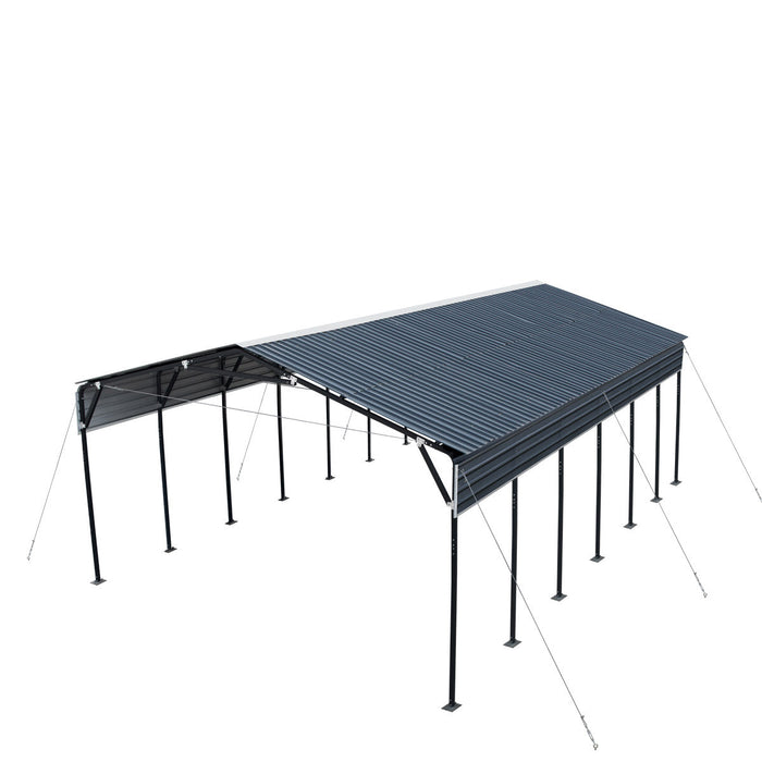 TMG Industrial 20’ x 30’ Metal Shed Carport, 10’ Open Sidewalls, 600 Sq-Ft, 27 GA Corrugated Panels, TMG-MSC2030