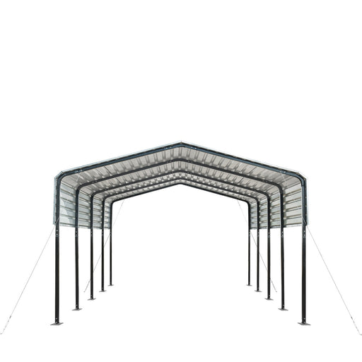 TMG Industrial 12' x 20' Metal Shed Carport with 8' Open Sidewalls 