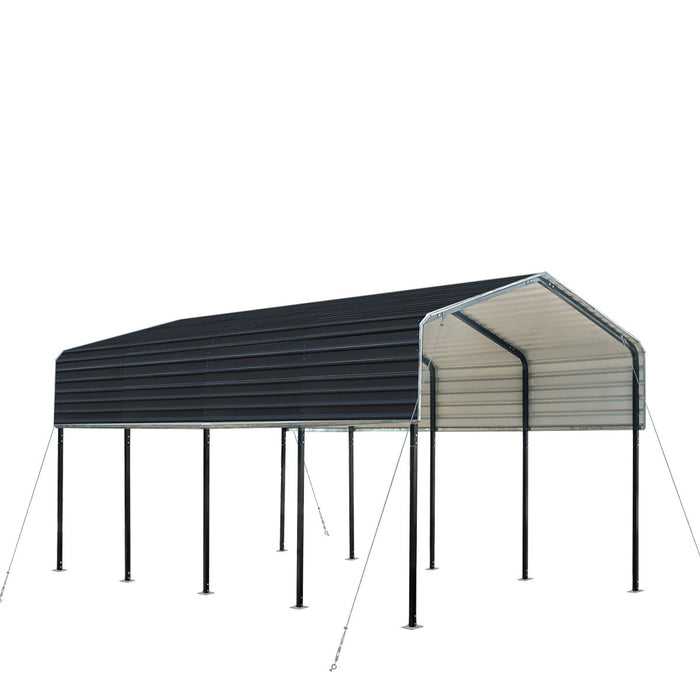 TMG Industrial 12’ x 20’ Metal Shed Carport with 8’ Open Sidewalls, TMG-MSC1220