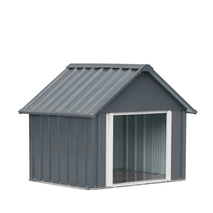 TMG Industrial Outdoor Metal Dog House, Detachable Metal Floor, Apex Roof Design, Approx. 8 Sq-Ft Floor Space, TMG-MSD42