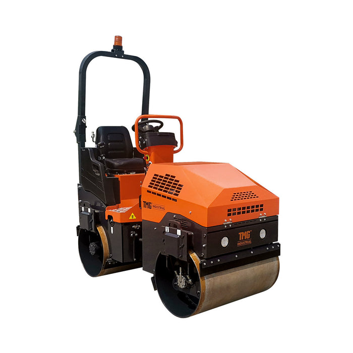 TMG-MVR50 1.5-Ton Ride-On Double Drum Vibratory Roller, 20HP Honda GX630 Engine, 22'' Drum, 4950 lb Compaction Force