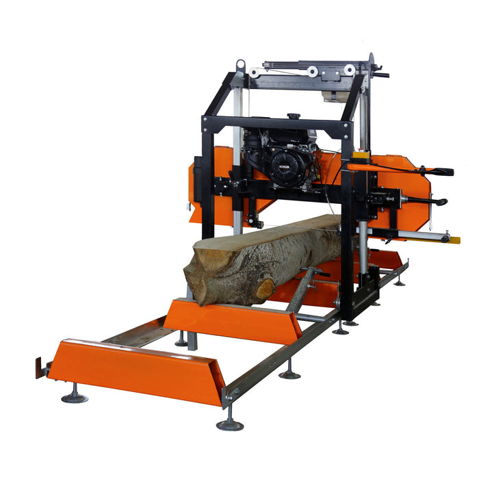TMG Industrial 26" Portable Sawmill, 14 HP Kohler Engine, 21" Board Width, 11' Log Length, 14' Track Bed, TMG-PSM26