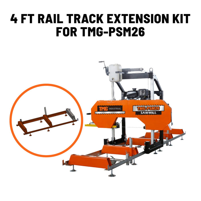 TMG Industrial 4-ft Track Extension Kit for TMG-PSM26 and PSM27 Portable Sawmill, SKU# TMG-PSM26-4EX