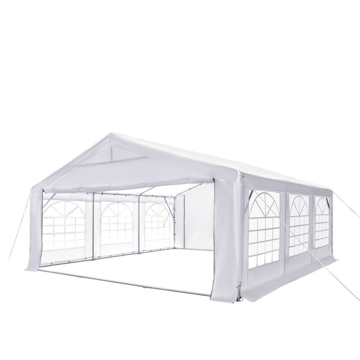 TMG Industrial 20' x 20' Heavy Duty Outdoor Party Tent with Removable Sidewalls and Roll-Up Doors, 11 oz PE Cover, 6’6” Overhead, 10’ Peak Ceiling, TMG-PT2020F