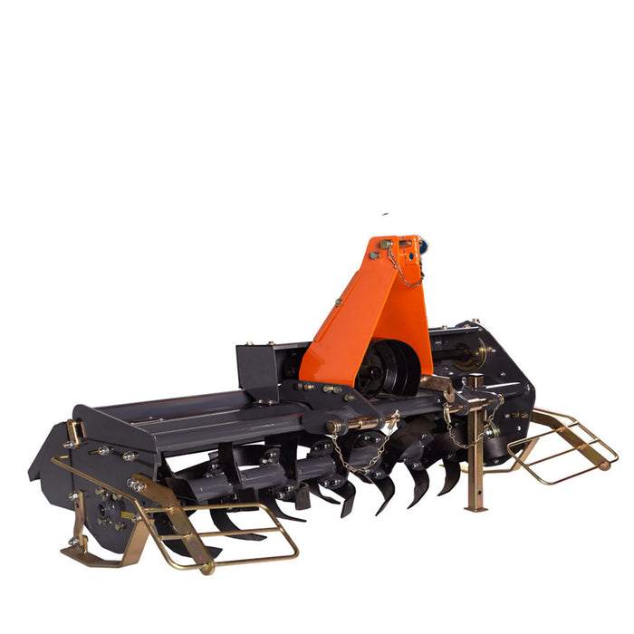 TMG Industrial 48” 3-Point Hitch Rotary Tiller, 18-30 HP Sub-Compact, 3-½” Tilling Depth, PTO Shaft Included, Category 1 Hookup, TMG-RT120