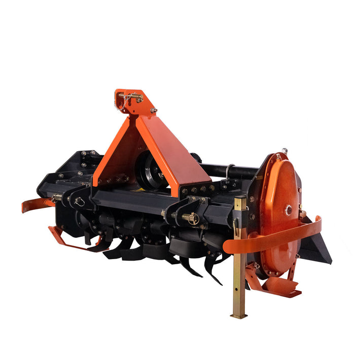 TMG Industrial 55” 3-Point Hitch Rotary Tiller, 30-40 HP Compact Tractor, 6” Tilling Depth, PTO Shaft Included, Category 2 Hookup, TMG-RT135