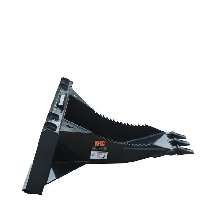 TMG Industrial 50” Skid Steer Stump Bucket w/Universal Quick Attach Mount, Bolt-On Cutting Teeth, Curved Bottom, Reverse Curled Ripper Teeth, TMG-SB50