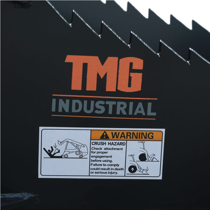 TMG Industrial 50” Skid Steer Stump Bucket w/Universal Quick Attach Mount, Bolt-On Cutting Teeth, Curved Bottom, Reverse Curled Ripper Teeth, TMG-SB50