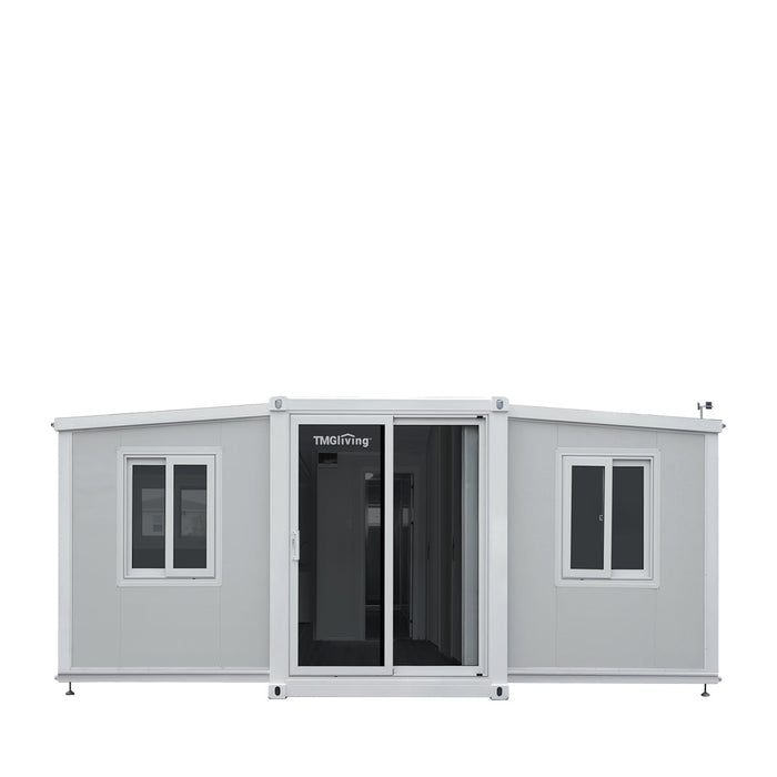 TMG Industrial 20’ Expandable Container House, 2 Bedrooms, Living Room, Bathroom, Kitchen Cabinets, Pre-wired & Plumbing Ready, TMG-SCE20