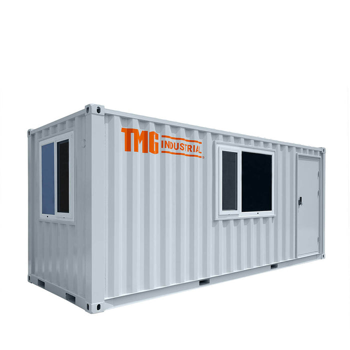 TMG Industrial 20’ Custom Built Steel Container Office, Working Area & Manager’s Office, 1 Leather Office Chair, 3 Ergonomic Office Chairs, TMG-SCO20
