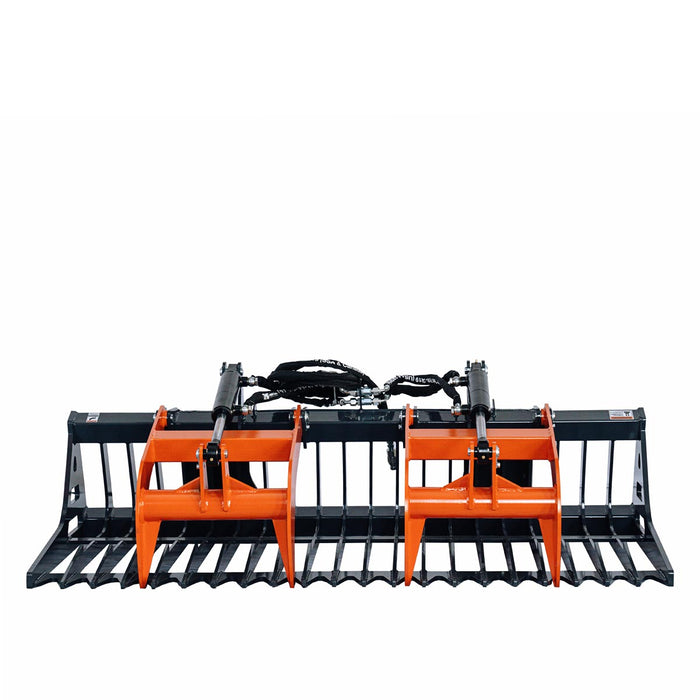 TMG Industrial 72” Skid Steer Skeleton Grapple Attachment, Universal Mount, 34” Arm Opening, 3” Tine Spacing, 2600 lb Weight Capacity, TMG-SG73