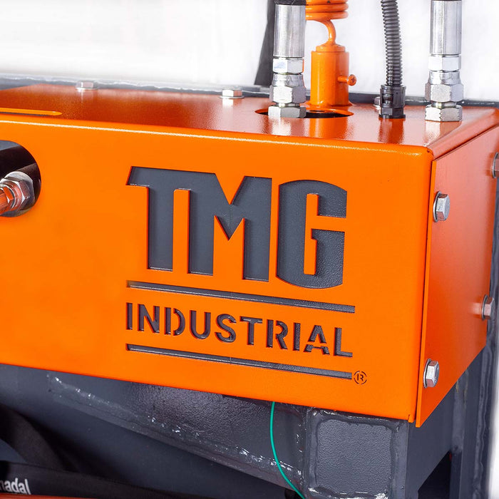 TMG Industrial 2500-lb Skid Steer Pole Setter, 45' Pole Capacity, 0°-100° Claw Rotation, Jaw Claw Opening 4" to 20", TMG-SPS46