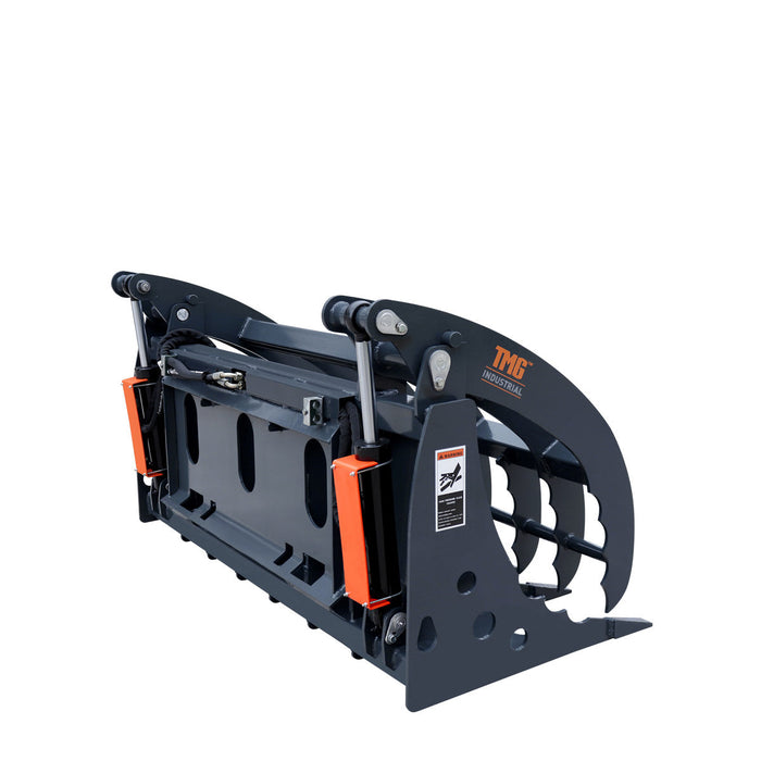 TMG Industrial 72” Skid Steer Root Rake Clamshell Grapple, Universal Mount, 54” Jaw Opening, 3000 lb Weight Capacity, TMG-SRR75