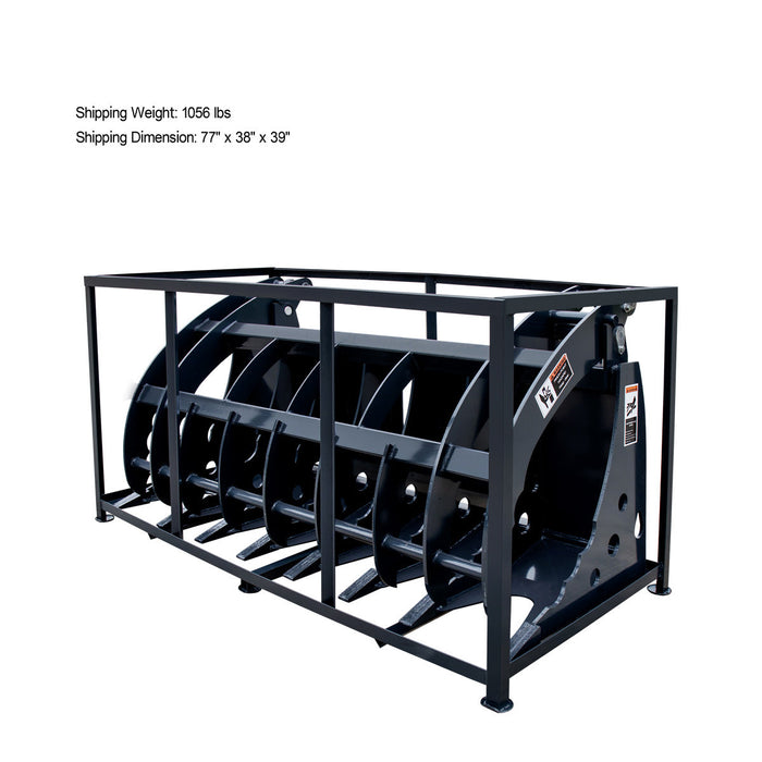 TMG Industrial 72” Skid Steer Root Rake Clamshell Grapple, Universal Mount, 54” Jaw Opening, 3000 lb Weight Capacity, TMG-SRR75