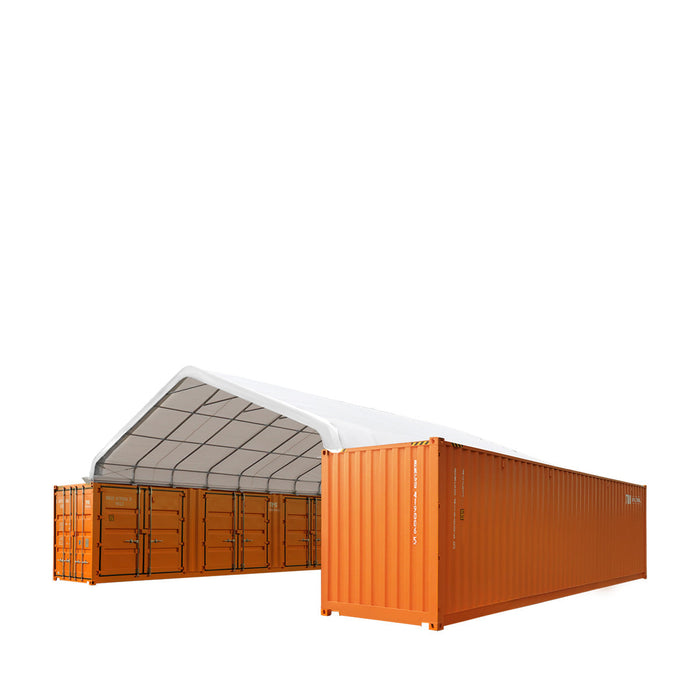 TMG Industrial 30' x 40' Peaked Roof Container Shelter with 11 oz PE Tarpaulin, TMG-ST3040C