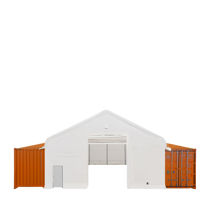 Products TMG Industrial 30' x 40' Container Peak Roof Shelter Pro Series with Heavy Duty 17 oz PVC Cover, Fully Enclosed front and back endwalls, TMG-ST3041CG