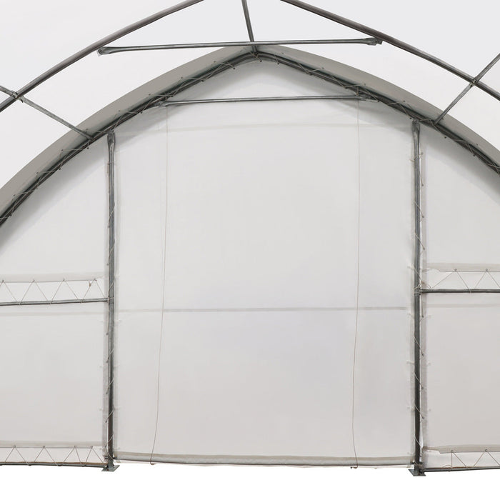 TMG Industrial 30' x 60' Peak Ceiling Storage Shelter with Heavy Duty 17 oz PVC Cover & Drive Through Doors, TMG-ST3060V