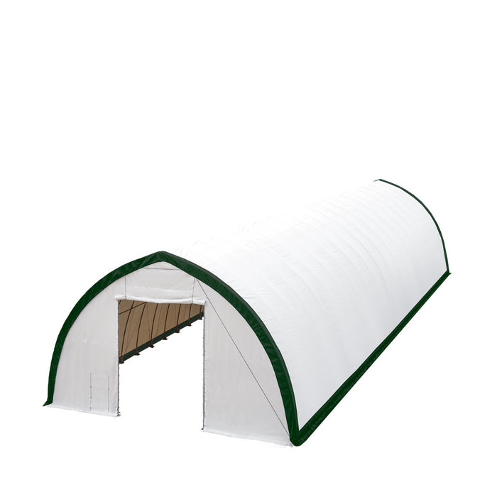 TMG-ST4081E 40' x 80' Peak Ceiling Storage Shelter, Single Truss, 11oz PE Cover, 13' W x 16' H Wide Open Door on Two End Walls