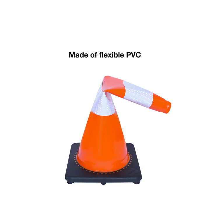 TMG Industrial 29” PVC Reflective Traffic Cones, 6 Cones, 14” Square Base, Hot & Cold Weather, High-Intensity Reflective Bands, TMG-TC29-6